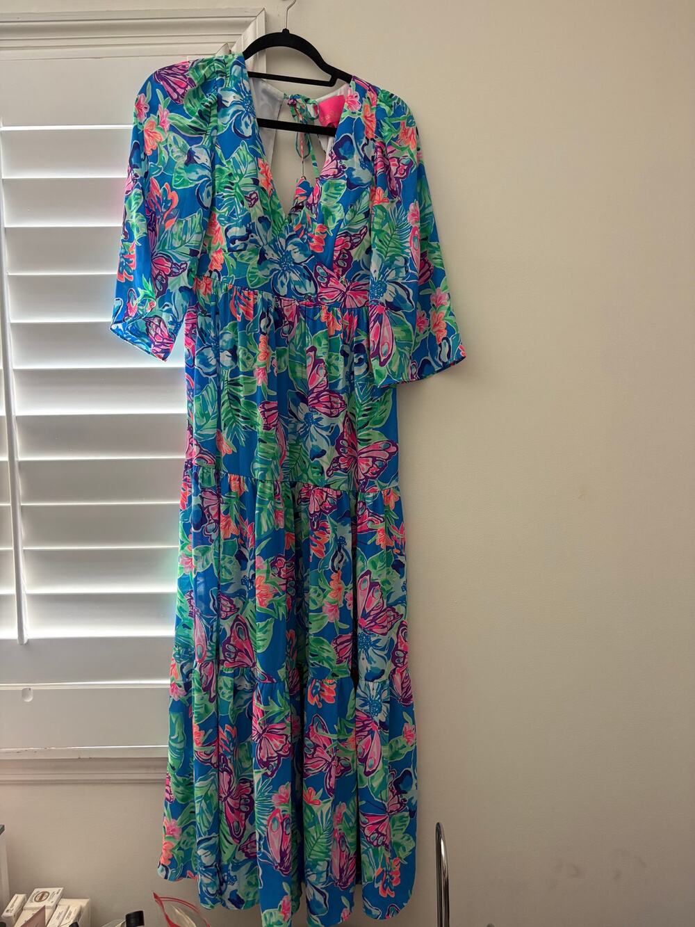 Lilly Pulitzer Rease Floral Maxi Dress Pundy Blue Size 2 NWT